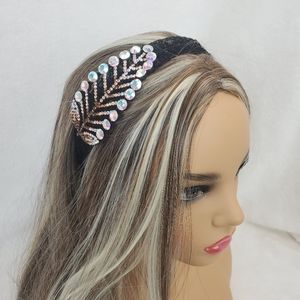 Yellow Holographic Crystal Black Lace Hair Band